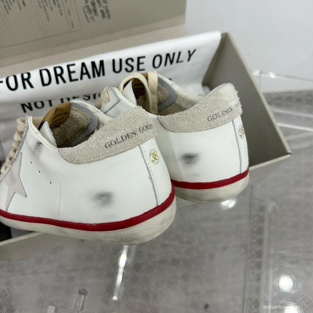 2025 Unisex GGDB White Red Original Leather Sneakers