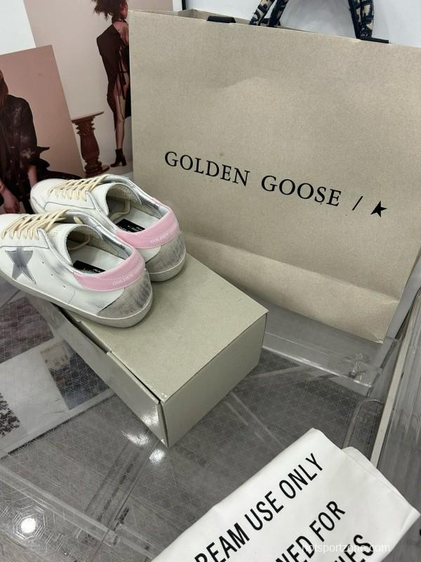 2025 Women GGDB White Pink Cowhide Leather Sneakers
