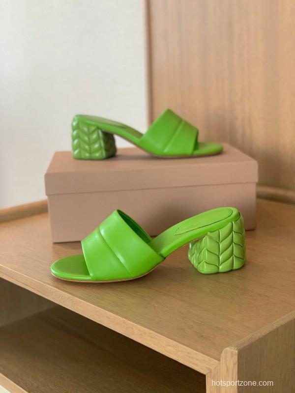 2025 Women Gianvito Rossi Green Leather Slippers KFY00260