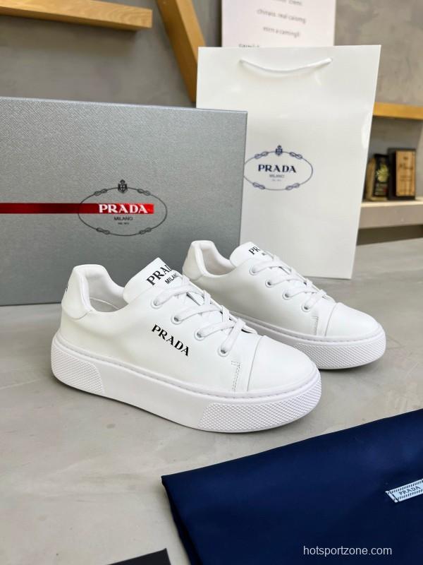 2024 Unisex Prada White Calfskin Leather Sneakers MJ00310
