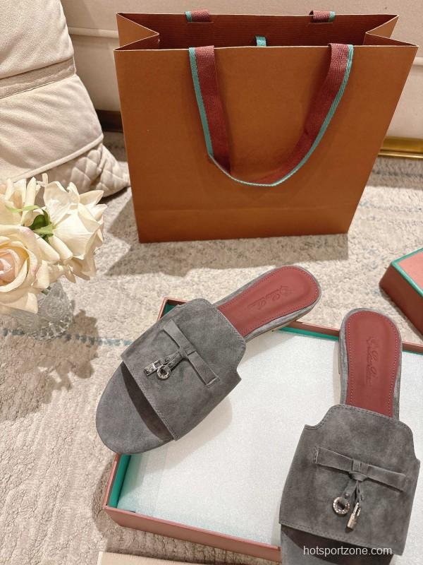 2025 Slippers LP Grey Suede Slippers LY00270