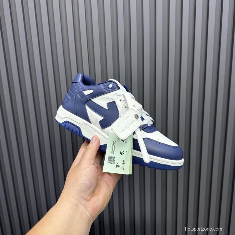 2025 Unisex Off-White Navy White Leather Sneakers MJ00320