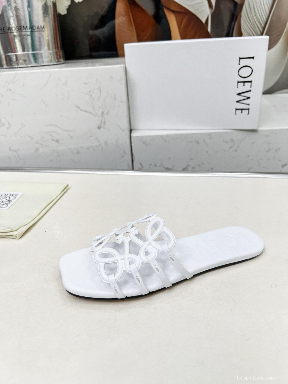 2025 Slippers Loewe White Leather Limited Edition LY00190