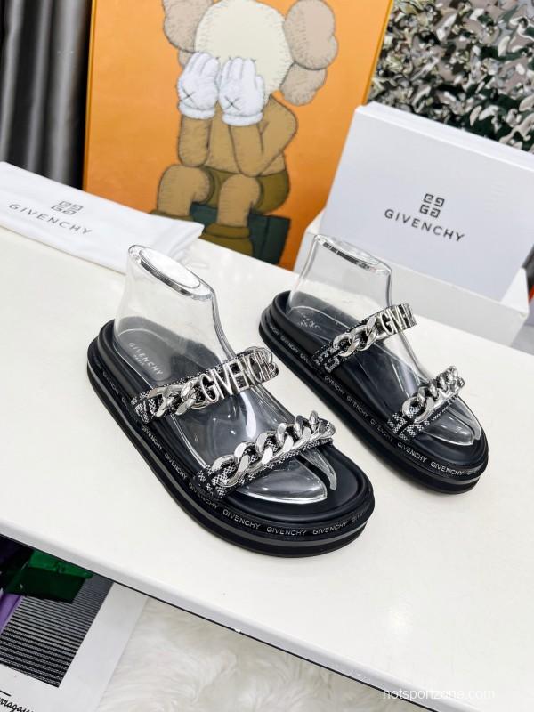 2025 Women Givenchy Black Transparent PVC Chain Sandals LY00250