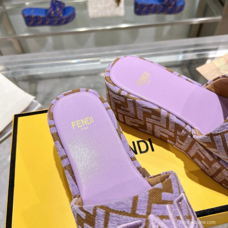 2025 Fendi Lavender Brown Canvas Slippers