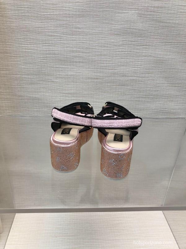 2025 Women Chanel Pink Leather Sandals LY00330