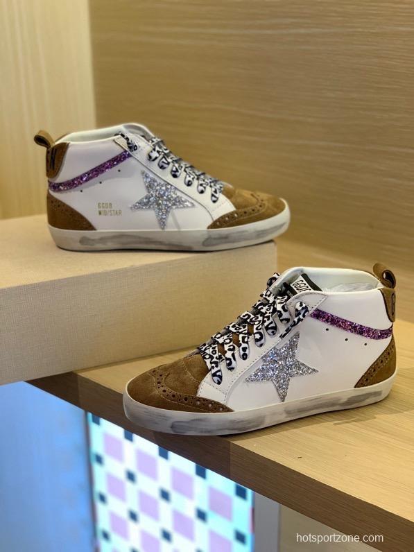 2024 Unisex GGDB White Brown Suede Leather High Top Sneakers MJ00300
