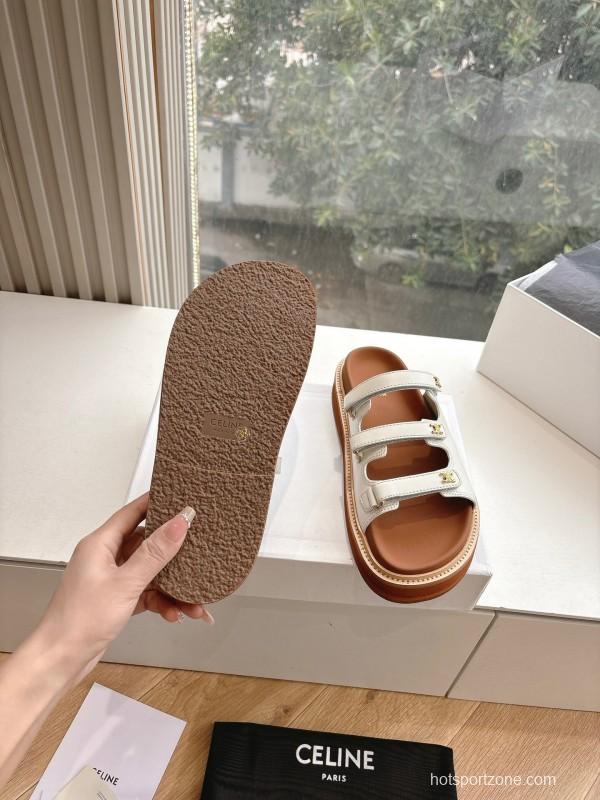 2025 CELINE White Leather Sandals