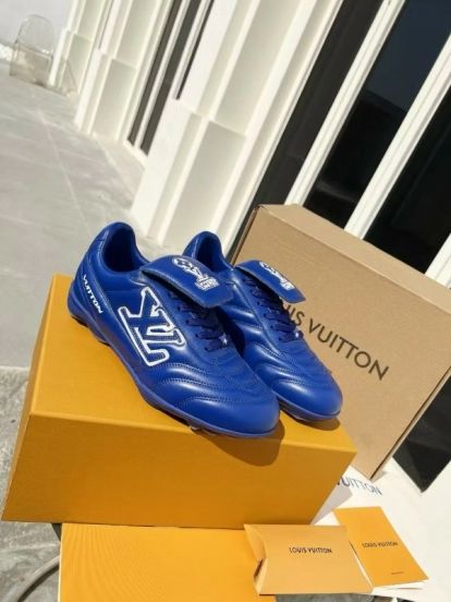 2025 Unisex Louis Vuitton Blue Leather Sneakers MJ00380(F/M)
