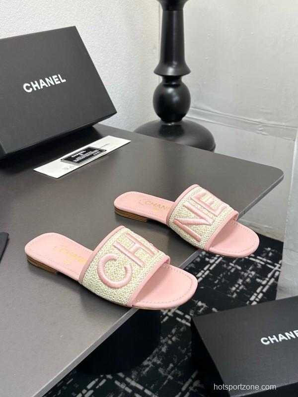2025 Slippers CHANEL Pink Tweed Slippers