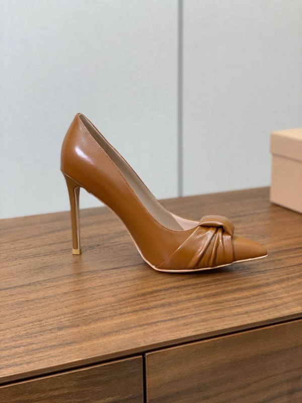 2025 Women Gianvito Rossi Brown Leather High Heels KFY00300