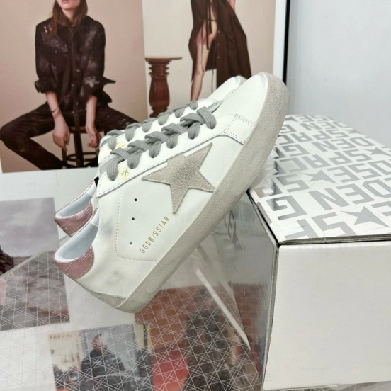 2025 Women GGDB White Grey Pink Leather Suede Sneakers