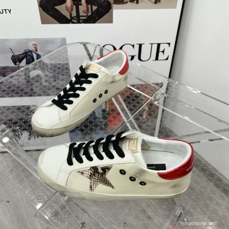 2025 Women GGDB White Red Leather Star Sneakers