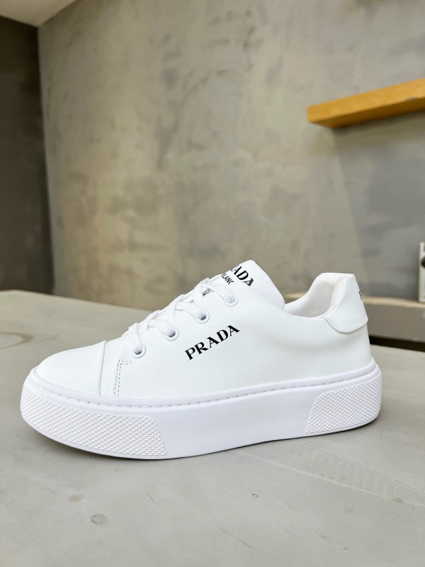 2024 Unisex Prada White Calfskin Leather Sneakers MJ00310