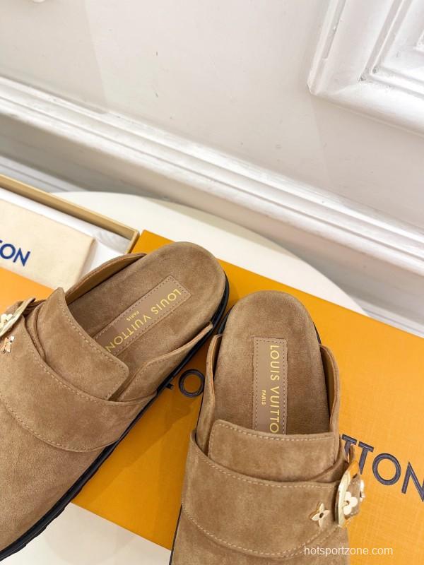 2025 Slippers LV Brown Suede Slippers