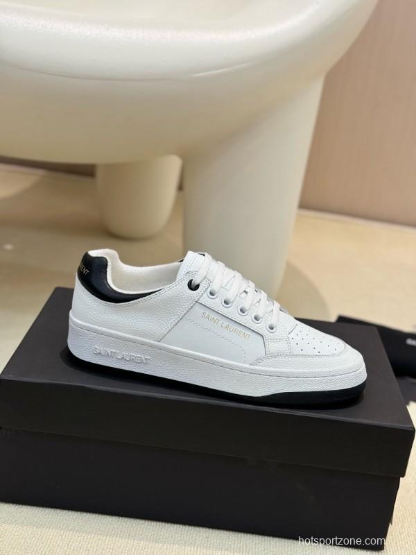 2024 Unisex Yves Saint Laurent white black leather sneakers