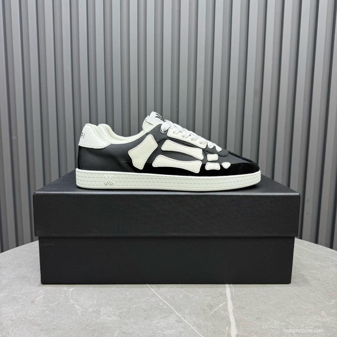 2024 Unisex Amiri Black White Leather Sneakers MJ00300