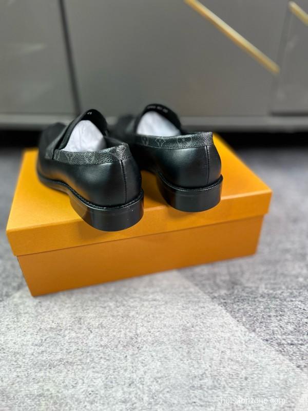 2024 Men Louis Vuitton black cow leather leather dress shoes MJ00290