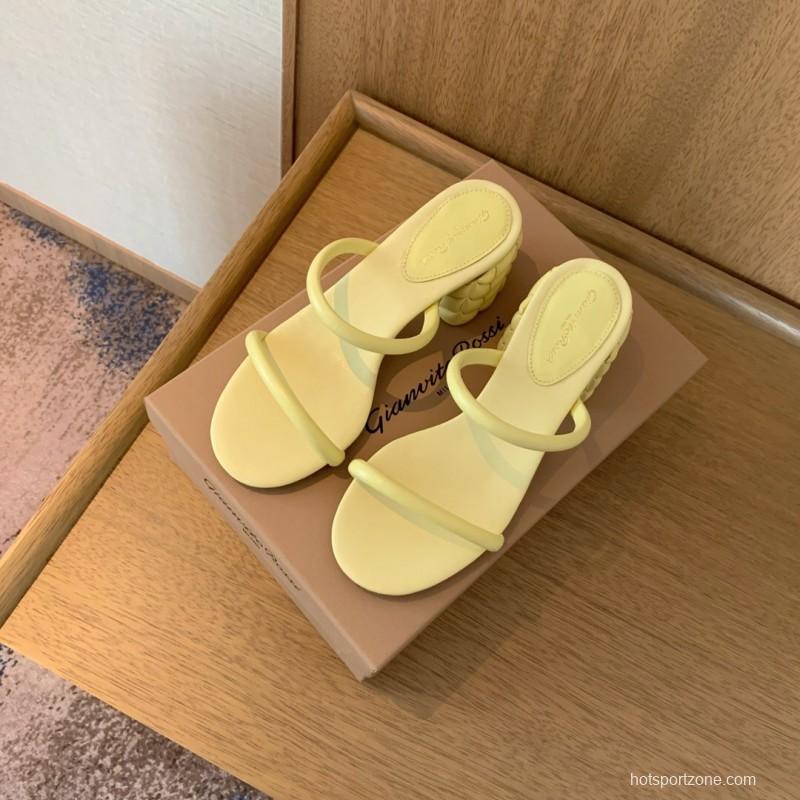 2025 Women Gianvito Rossi Yellow Leather Sandals
