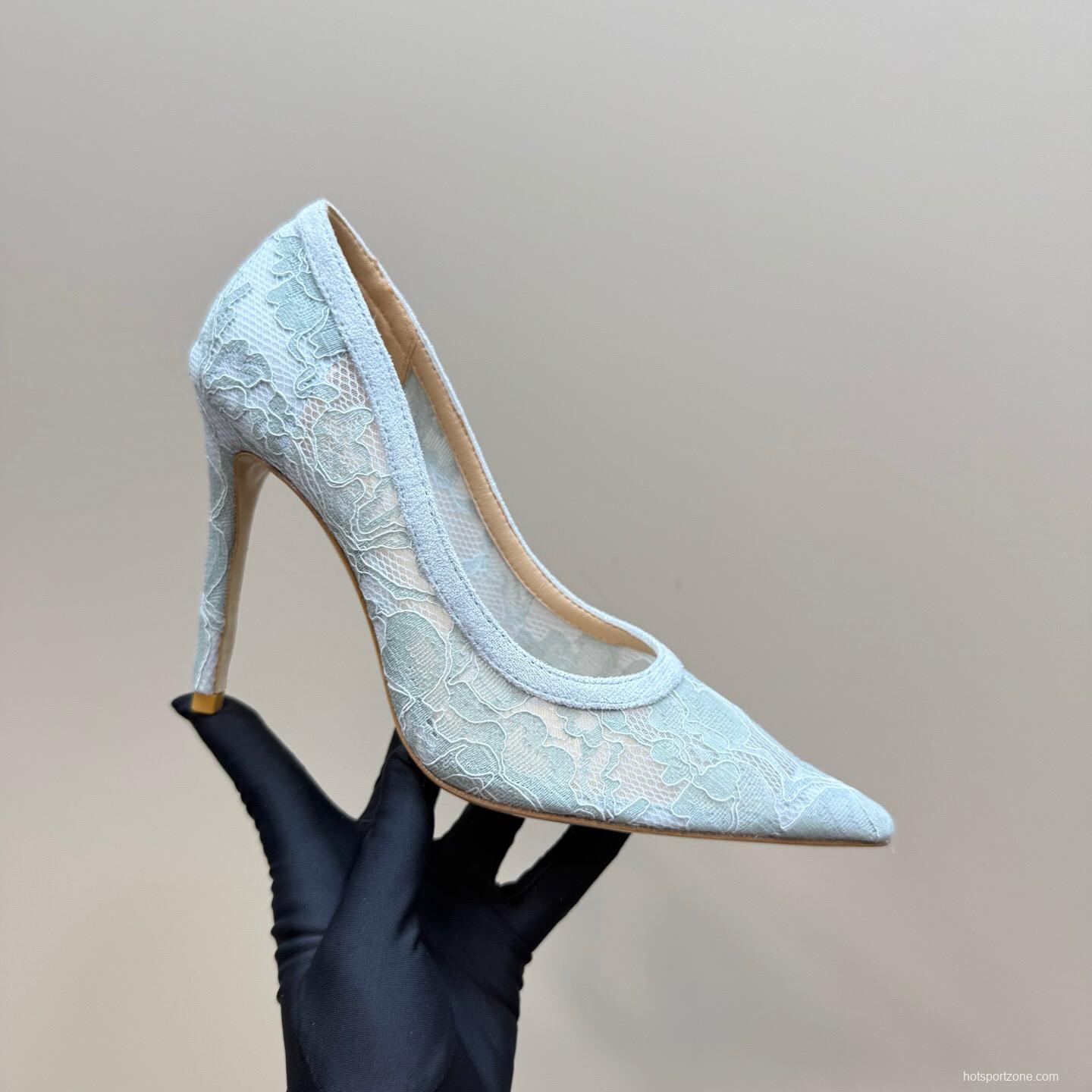 2025 Women Gianvito Rossi Light Blue Lace High Heel KFY00280
