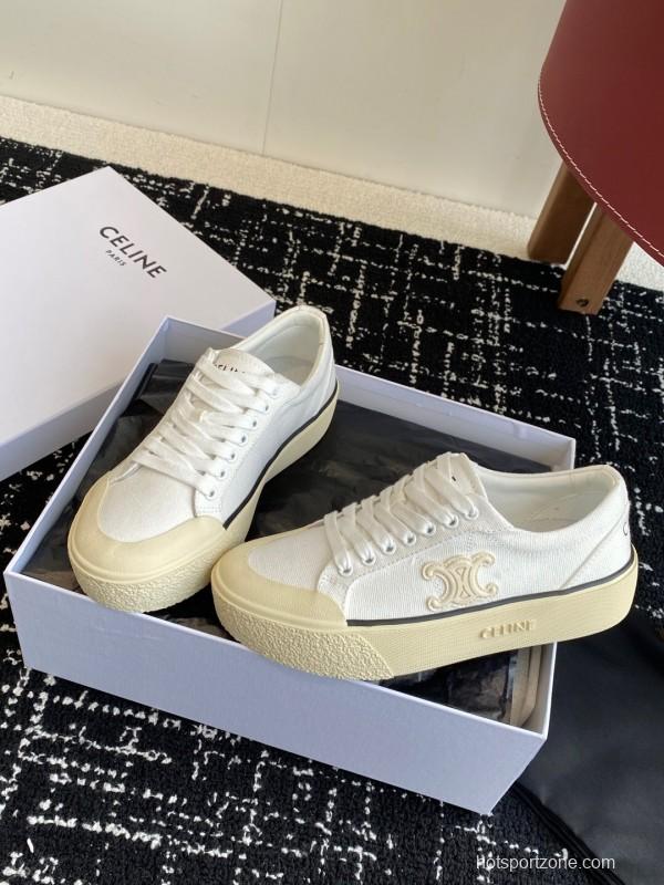 2025 Women Celine White Canvas Sneakers CR-03