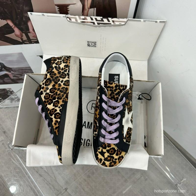 2025 Women GGDB Leopard Black White Leather Suede Sneakers