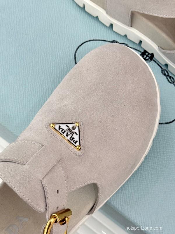 2025 Women Prada Grey Suede Casual Shoes