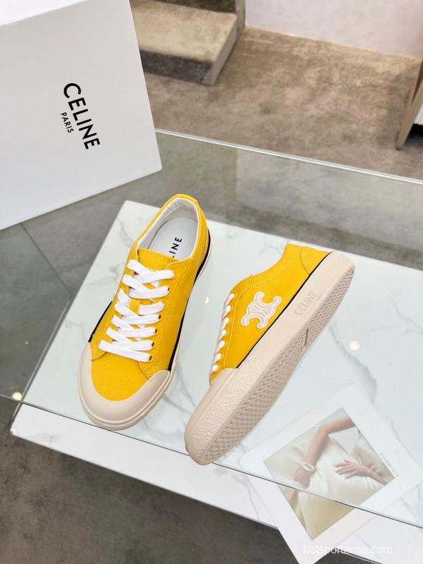 2025 Women Celine Yellow Canvas Sneakers LY00210