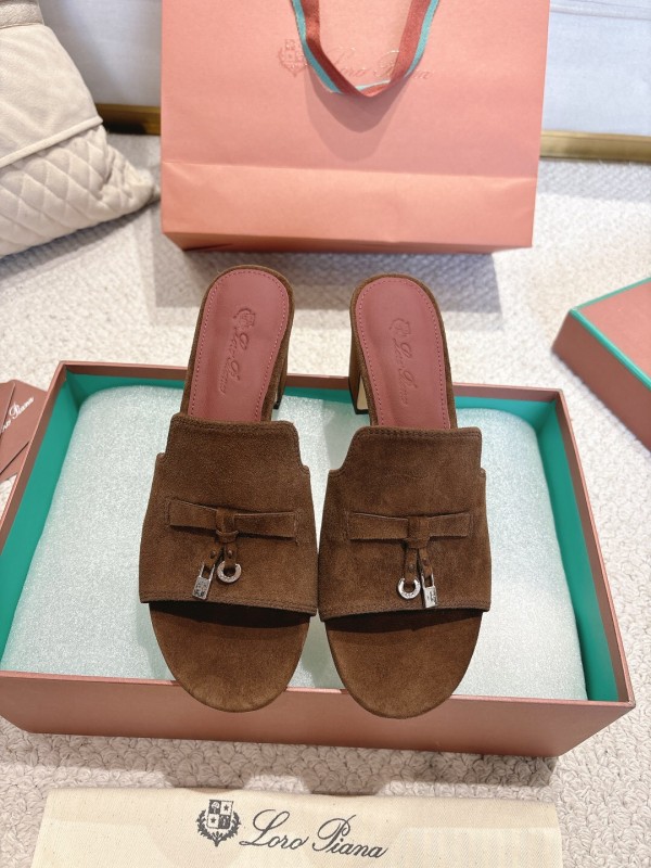 2025 Women LP Brown Suede Mules