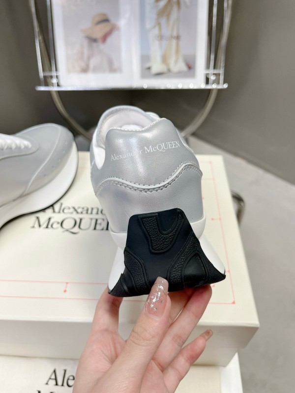 2024 Women ALEXANDER MCQUEEN Silver Leather Sneakers MJ00370