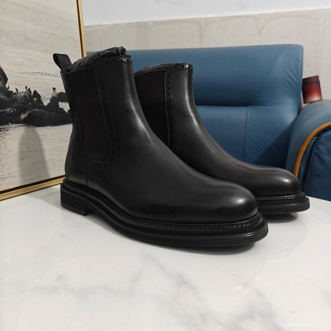 2024 Men Dolce & Gabbana Black Leather Chelsea Boots MJ00530