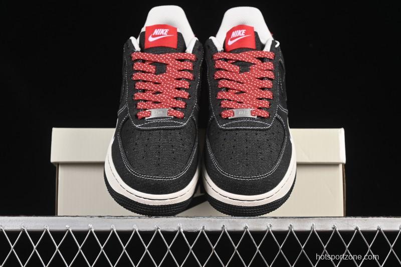 Nike Air Force 1'07 Low Stussy Collaboration Dark Grey Woven Casual Sneakers - LW9279-002