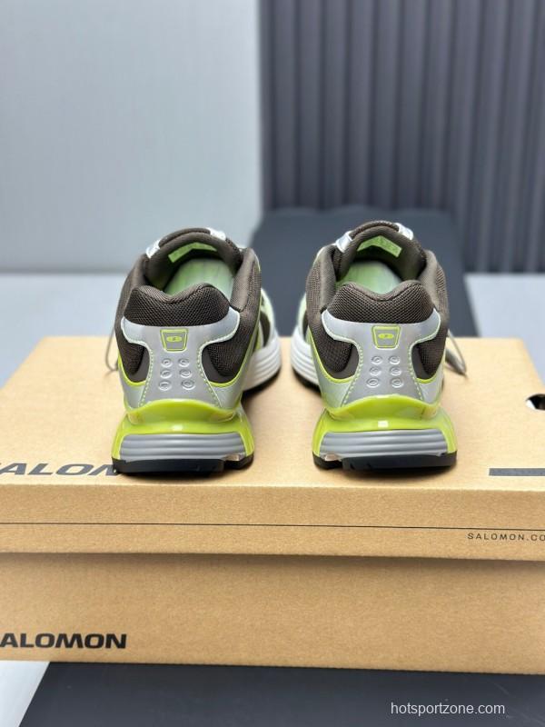 2025 Unisex SALOMON Black White Cream Leather Mesh Sneakers KFY00320