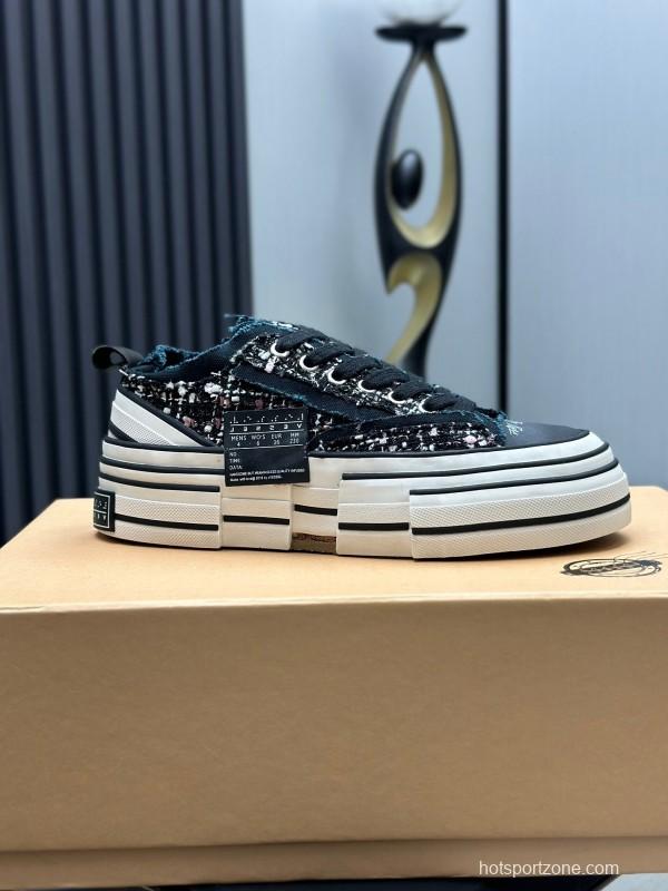 2025 Unisex XVESSEL Black White Canvas Platform Vulcanized Sneakers AS00260