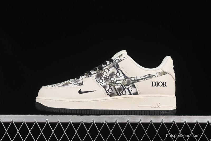 Nike Air Force 1 '07 Low Dior Collaboration Gray Floral Low-Top Casual Sneakers - DF0188-064