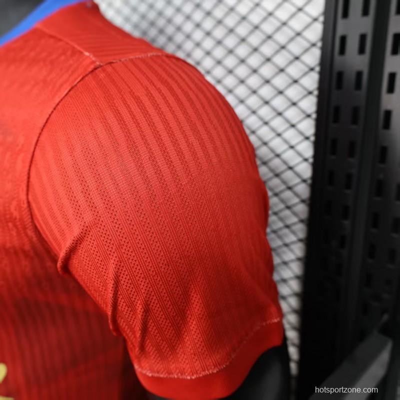 Player Version 25/26 Barcelona Travis Scott Blue with Red Half Split Jersey