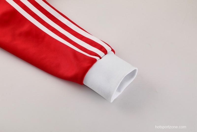 2025 Adidas Original Red Full Hoodie Zipper Jacket +Long Pants