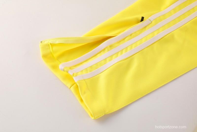2025 Adidas Original Yellow Full Hoodie Zipper Jacket +Long Pants