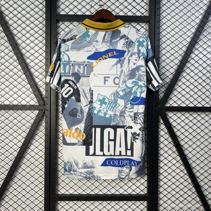 25/26 FC Barcelona White with Collage Art Jersey