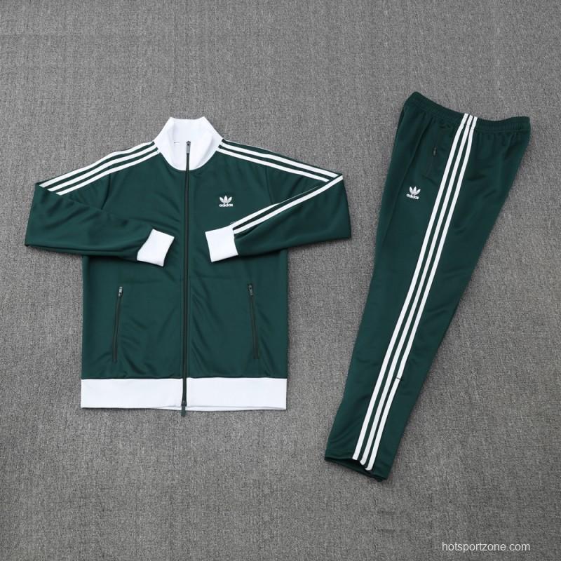 2025 Adidas Original Green Full Hoodie Zipper Jacket +Long Pants