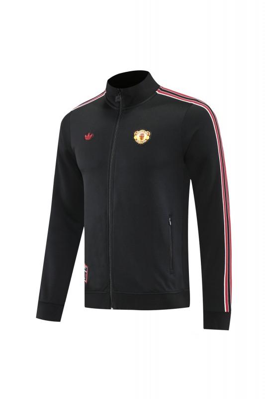 25/26 Manchester United Black Full Hoodie Zipper Jacket +Long Pants