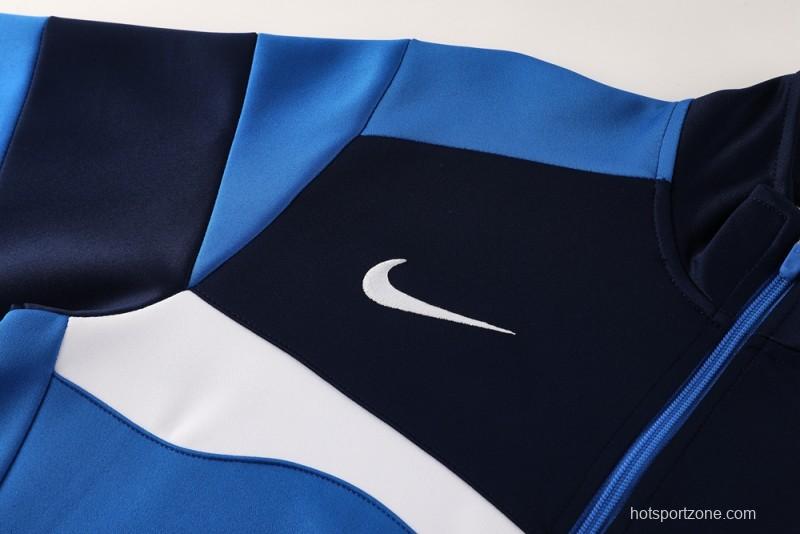 2025 Nike Blue/Black Full Hoodie Zipper Jacket +Long Pants