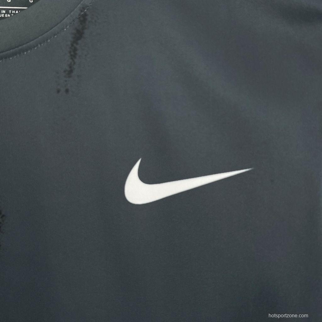 2025 NIKE Training Dark Grey with Abstract Paint Brush Pattern T-Shirt #1045