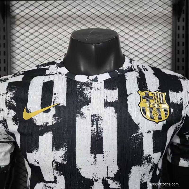 Player Version 25/26 Barcelona Black with Distressed Stripes Jersey