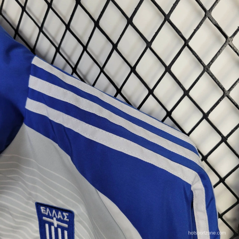 2025 Greece Jacket White/Blue Windbreaker