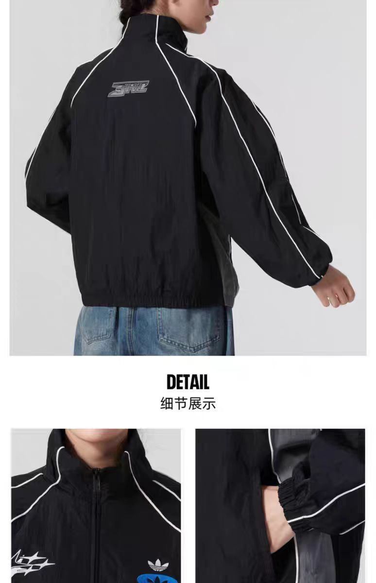 2025 Adidas originals Grey Full Zipper Windbreaker