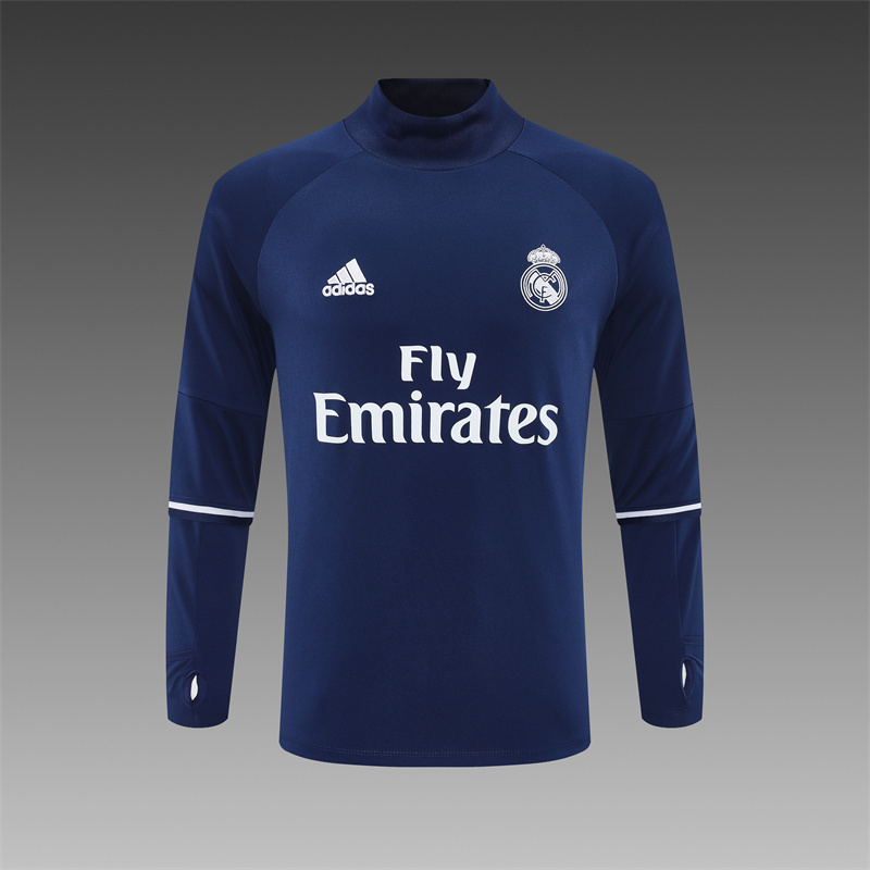 Retro 16/17 Real Madrid Royal Blue Half Zipper Jacket