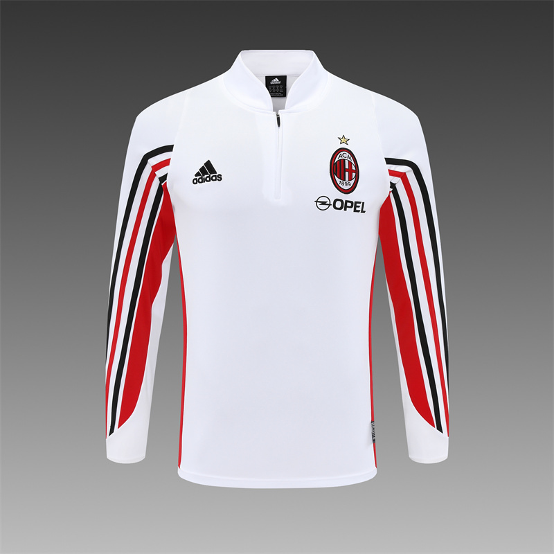 Retro 03/04 AC Milan White Half Zipper Jacket