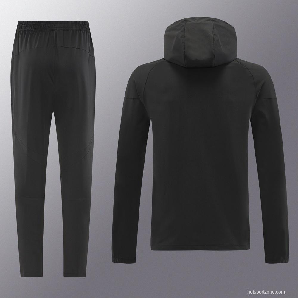 25/26 Adidas Black Hoodie Full Zipper Jacket + Long Pants