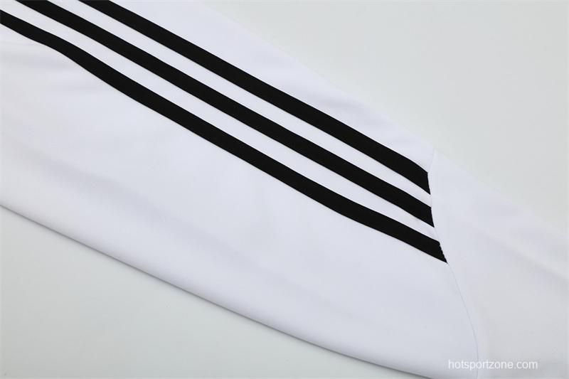 Retro 13/14 Real Madrid White Half Zipper Jacket+Long Pants